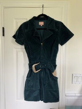 Show Me Your MuMu Corduroy Outlaw Dress (Discontinued Teal Color)